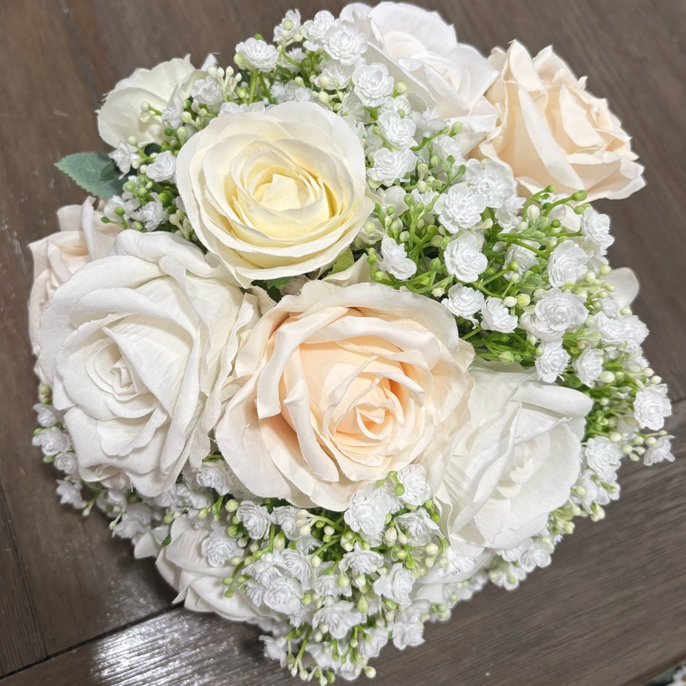 Elegant Ivory & Cream Artificial Rose Bouquet - Women Accessories